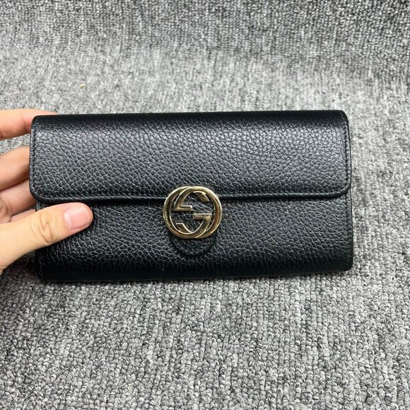 100% Authentic Gucci Soho Interlocking Leather Wallet - Picture 1 of 16